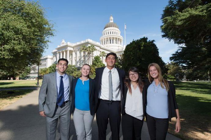 Students standing in front of Capitol building 